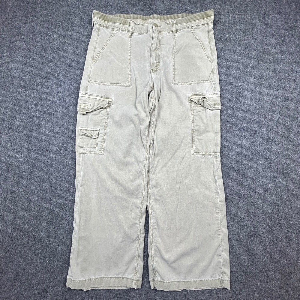 American‎ Eagle Cargo Pants Womens 14 Khaki Wide Leg Stretch Utility Gorpcore